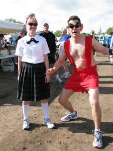 Runners dress as Mary Catherine and Mister Peepers for the 2011 Houska Houska 5K
